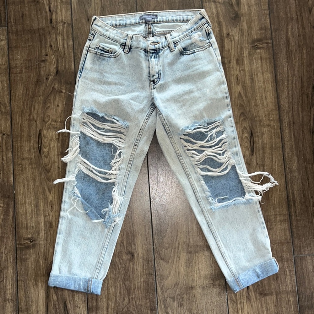 Kendall & Kylie 1 Ripped Destroyed Jeans Pants Boyfriend Oversized Baggy
